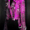 Electric Punk Fuchsia Spiked Leather Jacket
